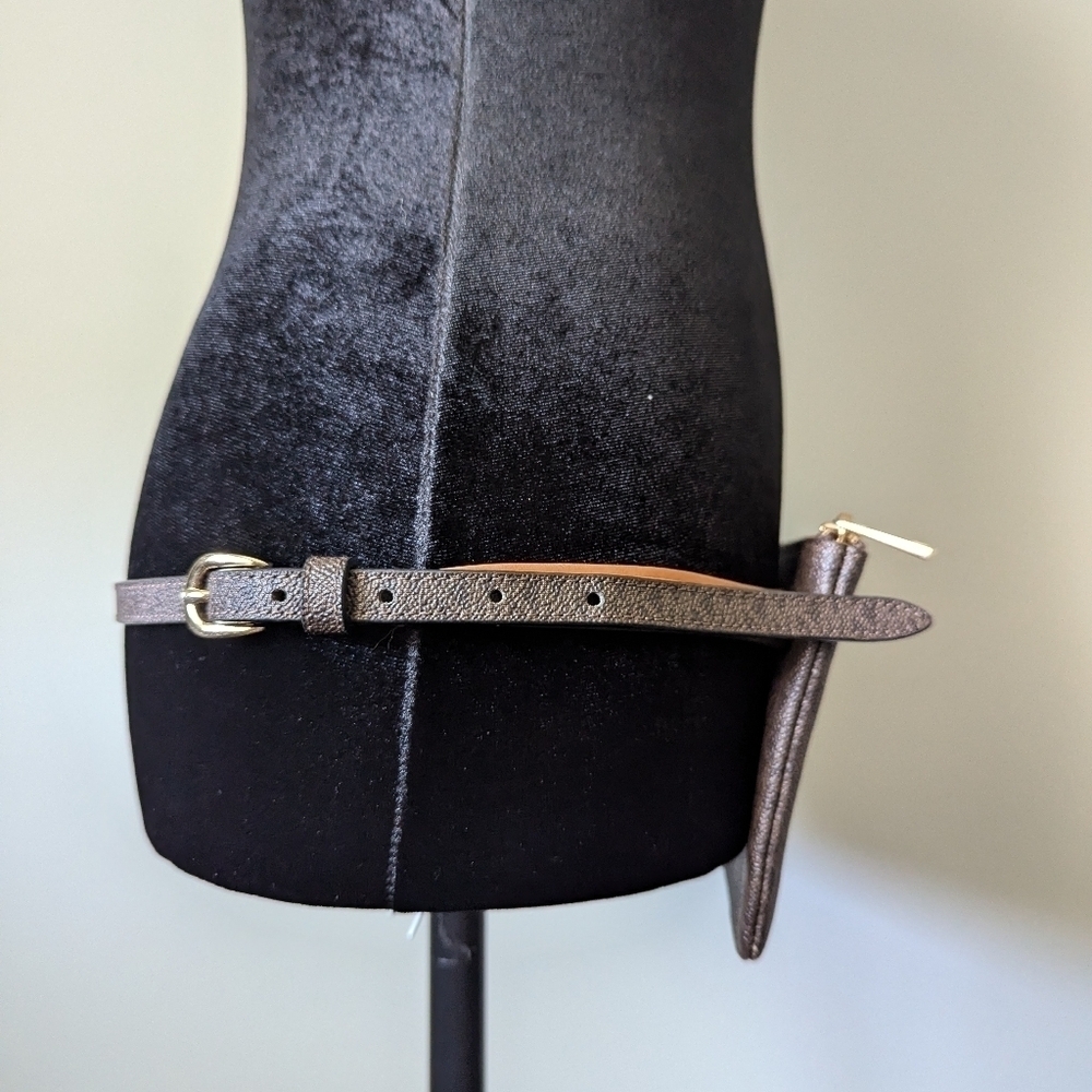 Michael Kors Signature Logo Leather Belt Bag Fanny Pack Black Zip Top Size M - Picture 3 of 6